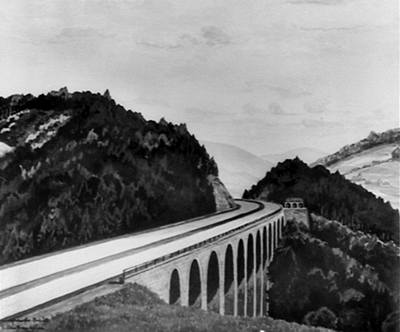 HITLEROVA DÁLNICE. Stát chce poslat stavbaře na nedokončenou německou dálnici u Jevíčka z doby okupace, které se říká Hitlerova dálnice. Nákres zachycuje linhartický most u Moravské Třebové tak, jak ho naplánovali němečtí inženýři.