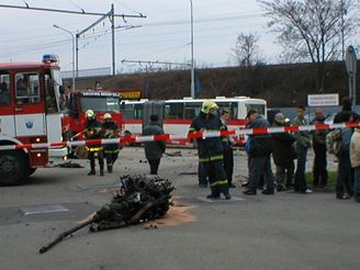 Dopravn nehoda v Olomouck ulici v Brn.