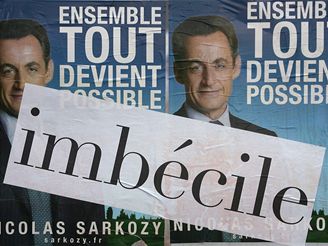 Nicolas Sarkozy na volebnm plaktu