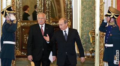Václav Klaus na schzce s ruským prezidentem Vladimirem Putinem.