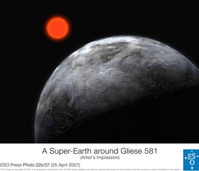 Obrázek superplanety u hvzdy Gliese 581