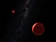 Kresba červeného a hnědého trpaslíka CHRX 73 vzdálených od sebe 30 miliard km