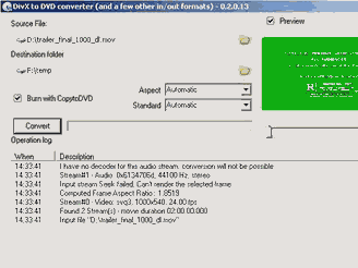 DivX to DVD converter