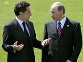 Nicolas Sarcozy a Vladimir Putin na summitu G8