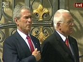 George Bush a Václav Klaus na Praském hrad