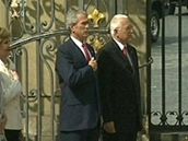 George Bush a Václav Klaus na Praském hrad