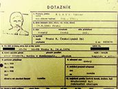 Spis StB na Václava Klause (dotazník)