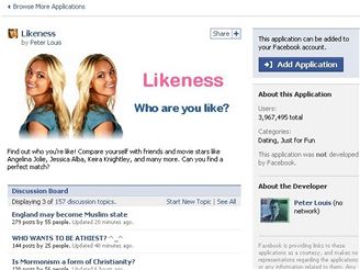 Aplikace Likeness (Facebook.com)