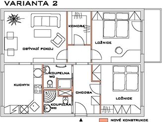 Rekonstrukce bytu - VARIANTA 2