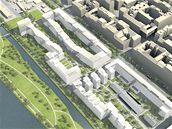 Tisíc nových byt nabídne bydlení v projektu River Gardens na nábeí v Karlín