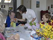 Snídan v domov pro seniory. 