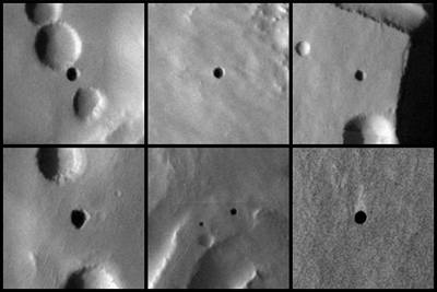 Experti povaují tmavé skvrny na povrchu Marsu za vchody do jeskyní