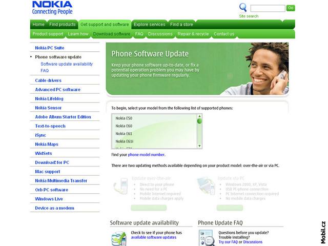 Prbh aktualizace telefonu Nokia pomocí sluby Phone Software Update