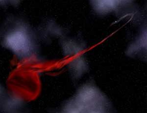 Systém SWIFT J1756.9-2508, pulsar parazitující na bílém trpaslíkovi je na obrázku vpravo nahoře.