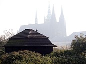 Masarykv velín v Lumbeho zahrad, v pozadí Praský hrad