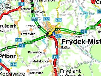 mapa, nehoda u Frdku-Mstku (25.10.2007)