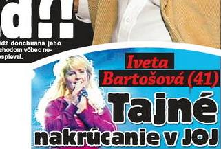 Iveta Bartoová na titulní stránce slovenského deníku Nový as