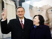 Slovinský prezident Danilo Türk se svou manelkou Barbarou. (11.11.2007)