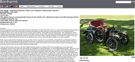 Nejstarí dochovaný Rolls-Royce Type A 10Hp v aukci