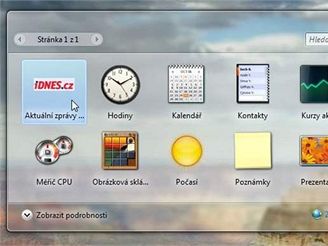 iDnes miniaplikace pro Windows Vista