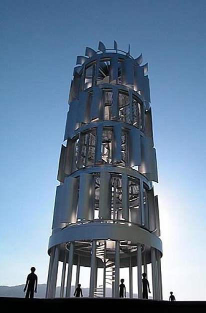 Vyhlídková věž s větrnou turbínou