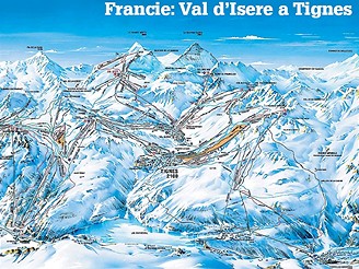 Francie - mapa sjezdovek Val dIsere