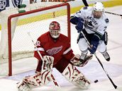 Detroit - Vancouver: Daniel Sedin cloní p�ed Ha�kem