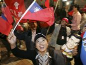 Tchaj-wan, volby leden 2007 - Píznivci opoziní nacionalistické strany...