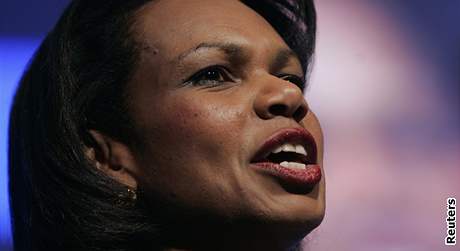 Condoleezza Riceová bhem projevu v Davosu