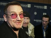 Bono z kapely U2 hovoí na festivalu Sundance o filmu U2 3D - Park City, Utah,...