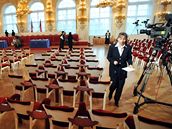 Pípravy na volbu prezidenta ve panlském sálu Praského hradu (8. 2. 2008)