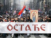 Protesty Srb proti nezávislosti Kosova - V srbské metropoli Blehrad se v