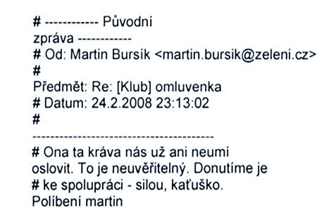 Šéf zelených Martin Bursík reaguje na e-mail Olgy Zubové