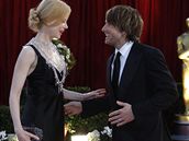 Nicole Kidmanová s manelem Keithem Urbanem na pedávání filmových cen Oscar