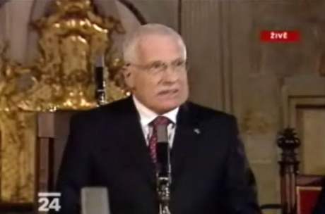 Václav Klaus p�i prvním prezidentském projevu v druhém funk�ním období