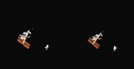 Série snímk Plzeana Libora mída, na nich zachytil, jak se raketoplán Atlantis blíí k Mezinárodní vesmírné stanici.