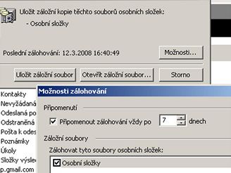 Zlohovn osobnch sloek Outlook 