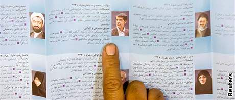 Před volbami v Íránu. Kandidátní listina, Teherán.