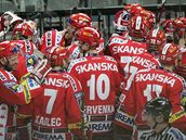 Slavia - Liberec; radost hokejist Slavie