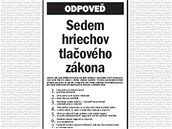 První strana slovenských deník