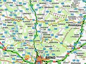 Mapa Brna a silnice R43