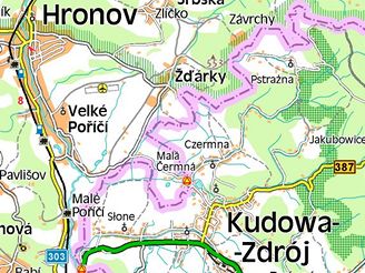 Mapa Malá Čermná - Czermna