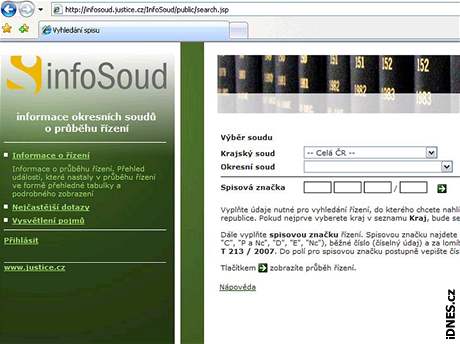 Web infoSoudu sice doménu infosoud.cz nepouívá, má ji ale pohlídanou.