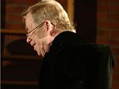 Václav Havel v Brn na scénickém tení ze hry Odcházení