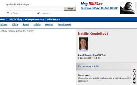 Blog Natálie Koudelkové