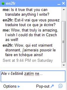 Chat - strojový překlad z angličtiny do francouzštiny