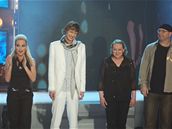 Martina Partlová, Ondej Ruml, Gábina Osvaldová a Jií Zonyga v souti X Factor 11.5.2008