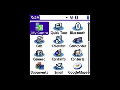 Screenshot displeje komuniktoru Palm Centro