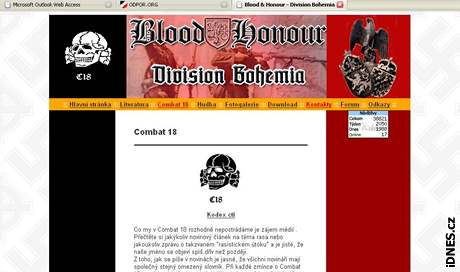 Otisk strnky Blood and Honour Division Bohemia