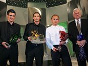 Fotbalista roku 2007: (zleva) Martin Fenin, Marek Jankulovski, Pavel Verbí a Karel Brückner.